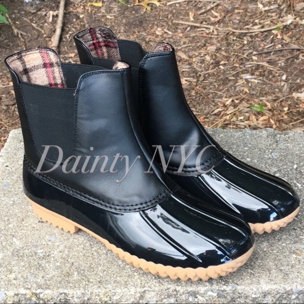 Duck Boots Slip On Glossy Black Matte Black - Picture 13 of 14